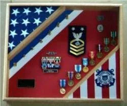 Coast Guard Flag Medal Display Box- Shadow Box, Flag Box Hand Made By Veterans