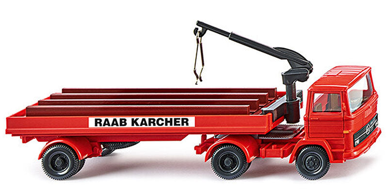 Wiking 050207 1/87 Mercedes-Benz Flatbed Trailer with Crane