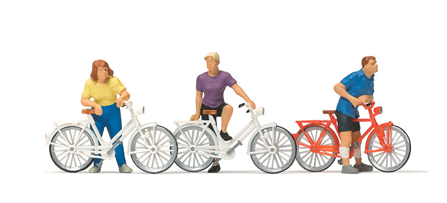Preiser 10637 HO Scale Cyclists Waiting at Crossing Set