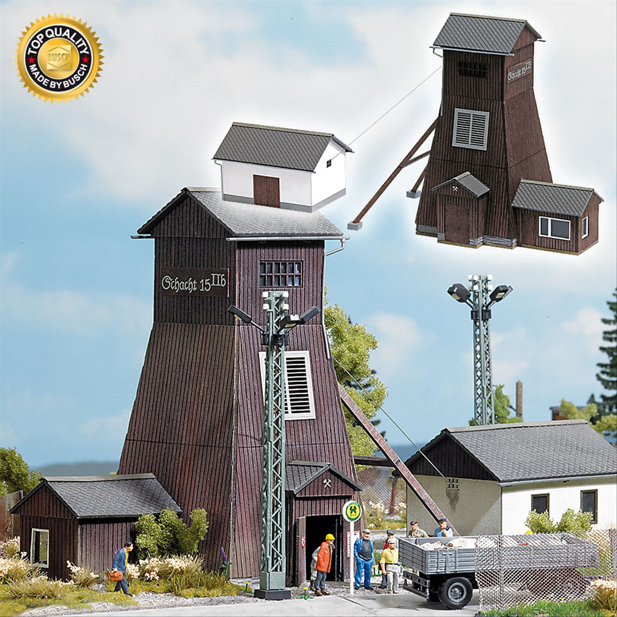 Busch 1476 HO Scale Schlema Mine Head Winding Tower Kit
