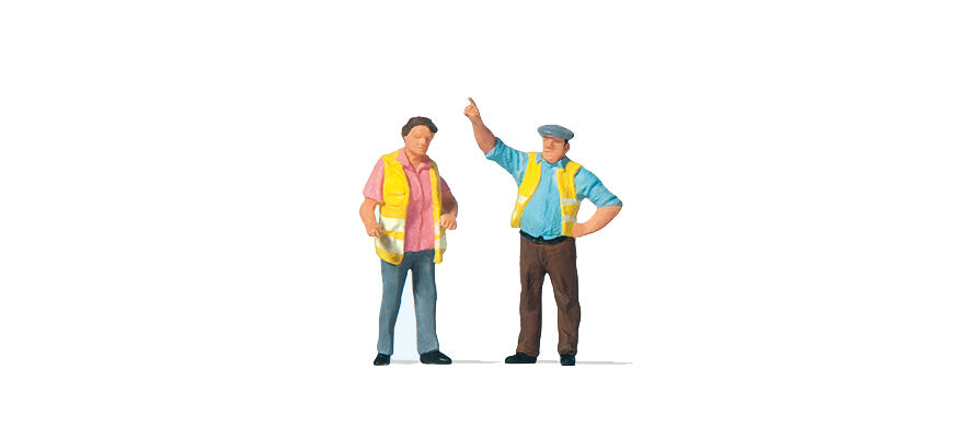 Preiser 28235 HO Scale Man & Woman in Yellow Vests Figure