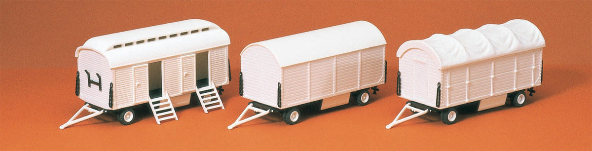 Preiser 20008 HO Scale Modern Circus Equipment Carriers Kit (3)