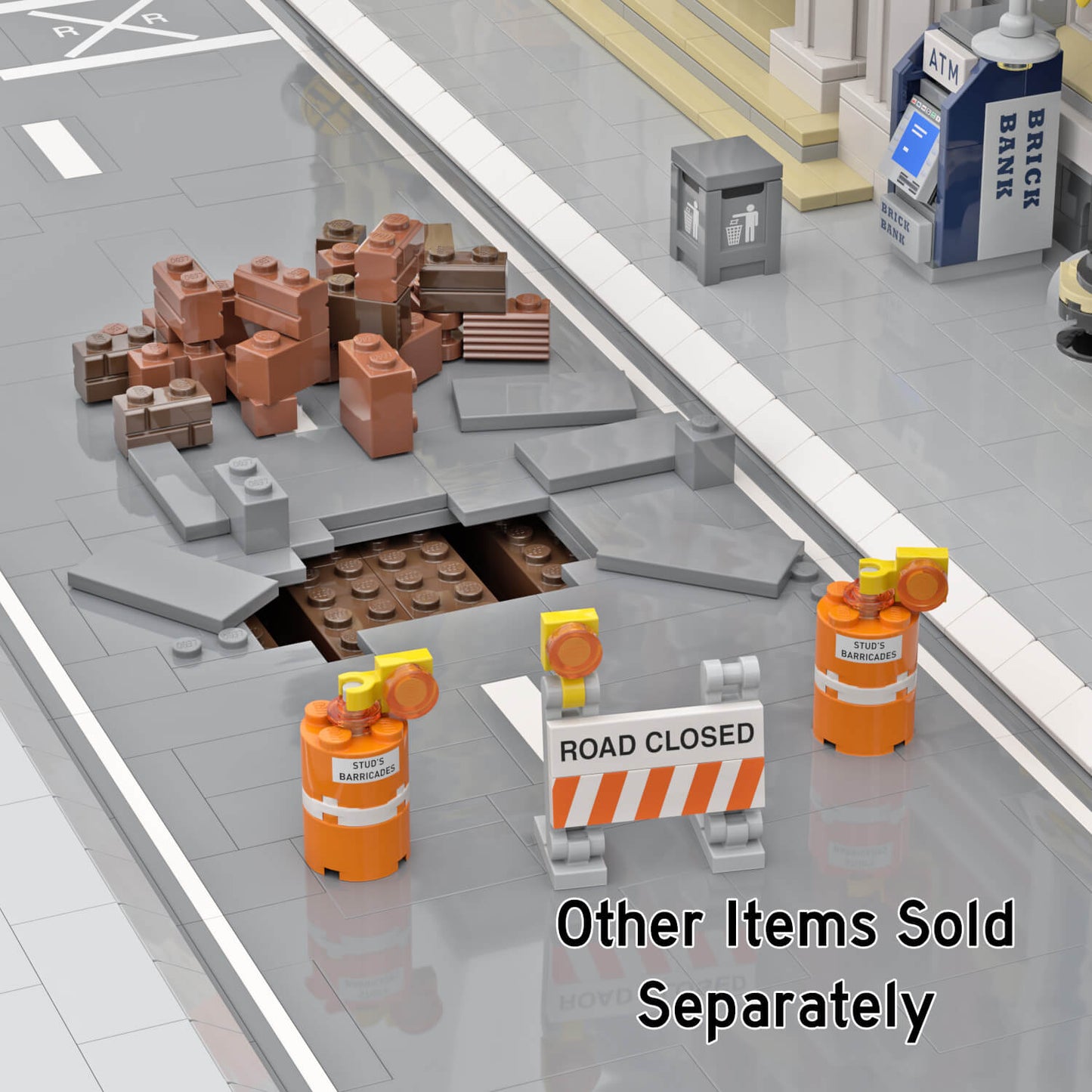 Construction Cone Barricade - Custom Printed - Made Using LEGO® Parts