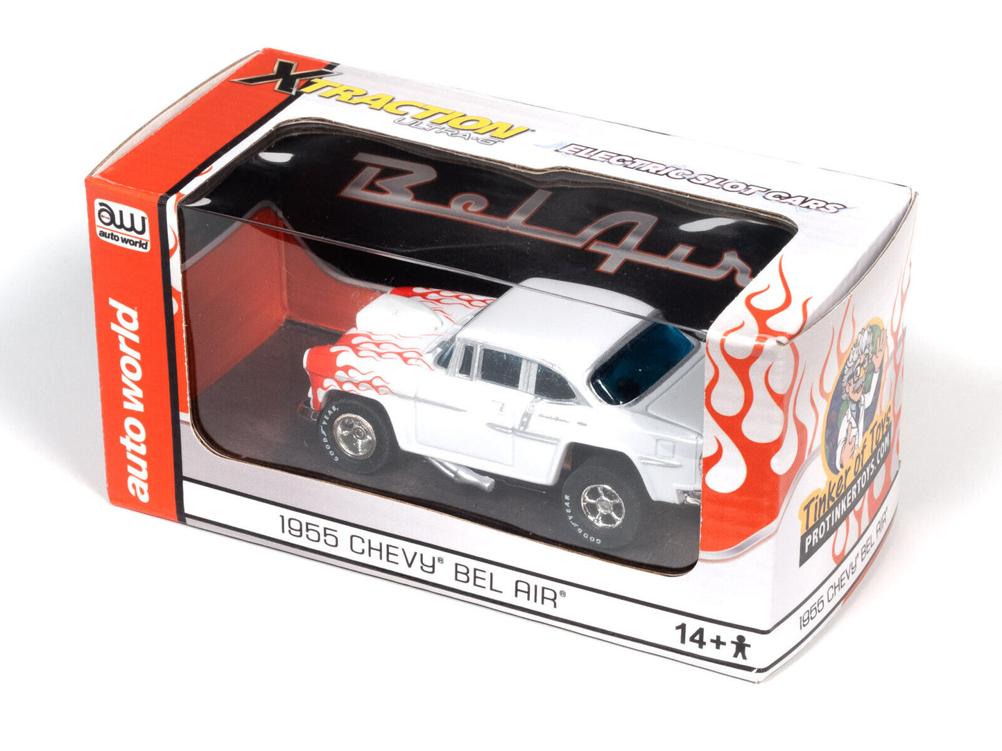 Auto World 1955 Chevy Bel Air Red Flames for AFX HO slot car Exclusive Limited