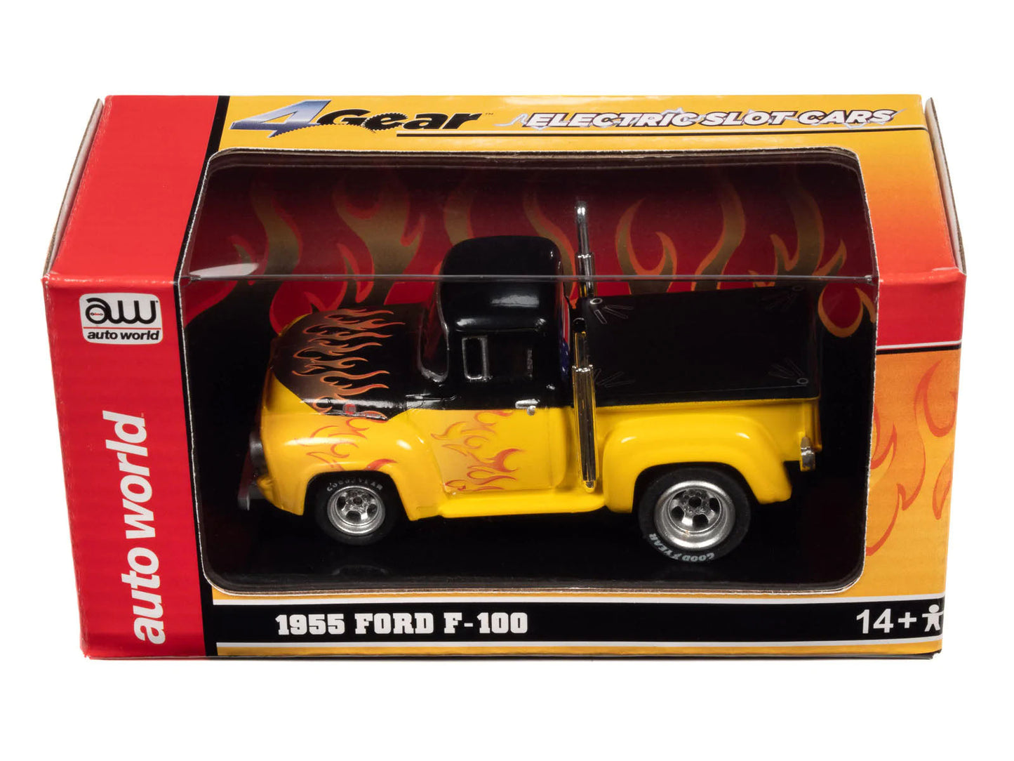 Auto World Ford F-100 Pickup Flames Exclusive 4Gear HO slot car Limited Edition