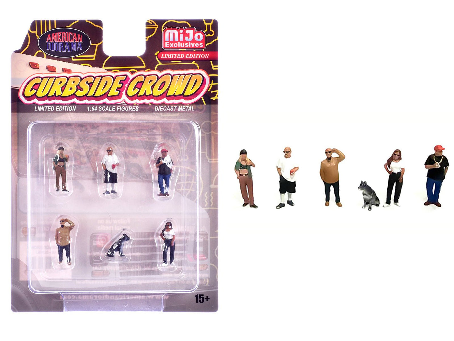 "Curbside Crowd" 6 piece Diecast Figure Set (6 Figures) Limited Edition for 1/64 Scale Models by American Diorama free shipping USA