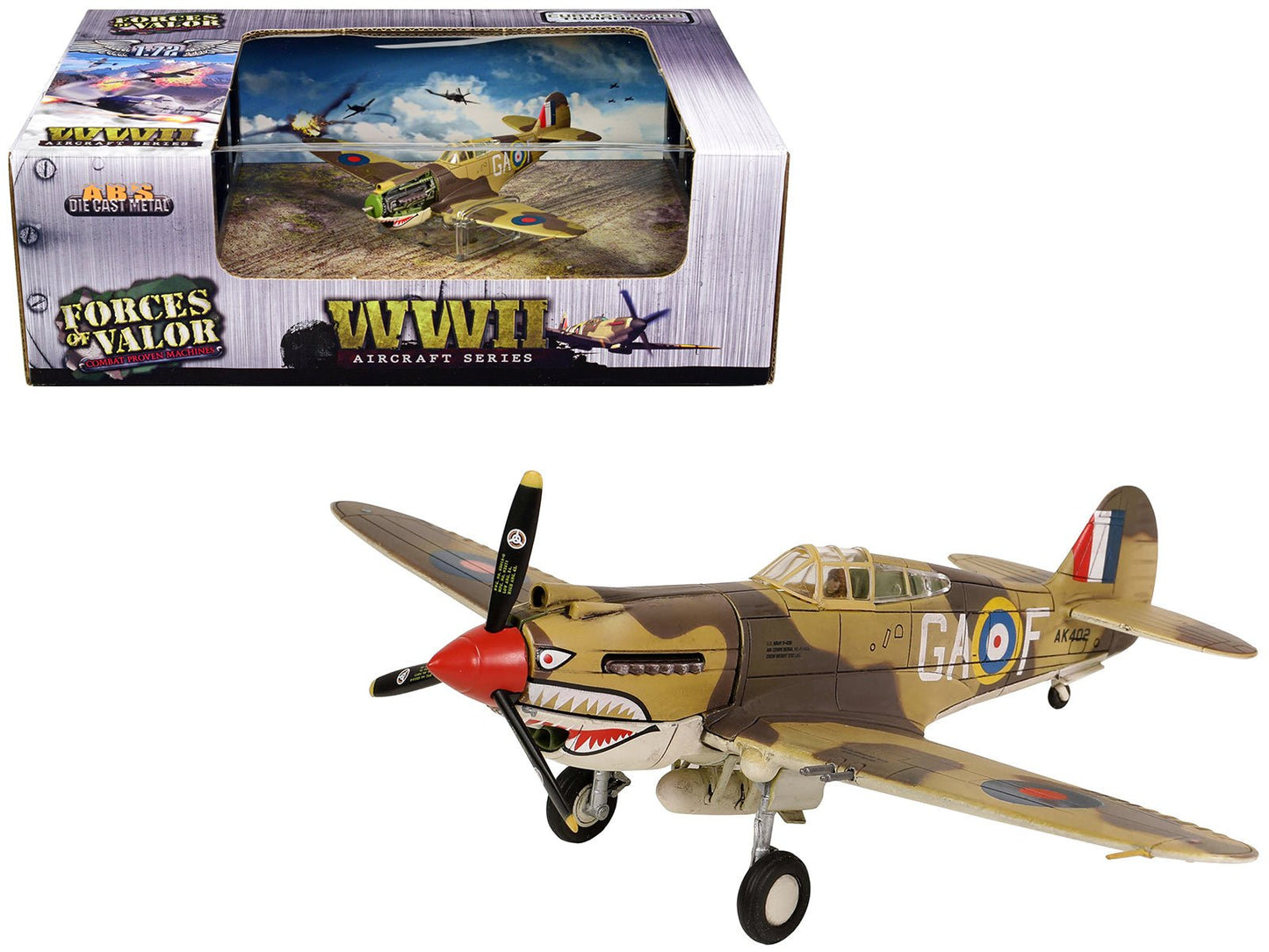 Curtiss P-40B Tomahawk MK IIB Aircraft Fighter "112 Squadron (Royal Air Force) AK402 GA-F North Africa" (October 1941) "WW2 Aircrafts Series" 1/72 Diecast Model by Forces of Valor free shipping USA