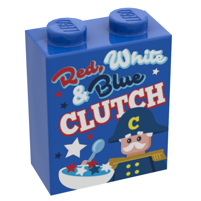 Red, White & Blue Capt. Clutch Cereal (1 x 2 x 2 Brick)