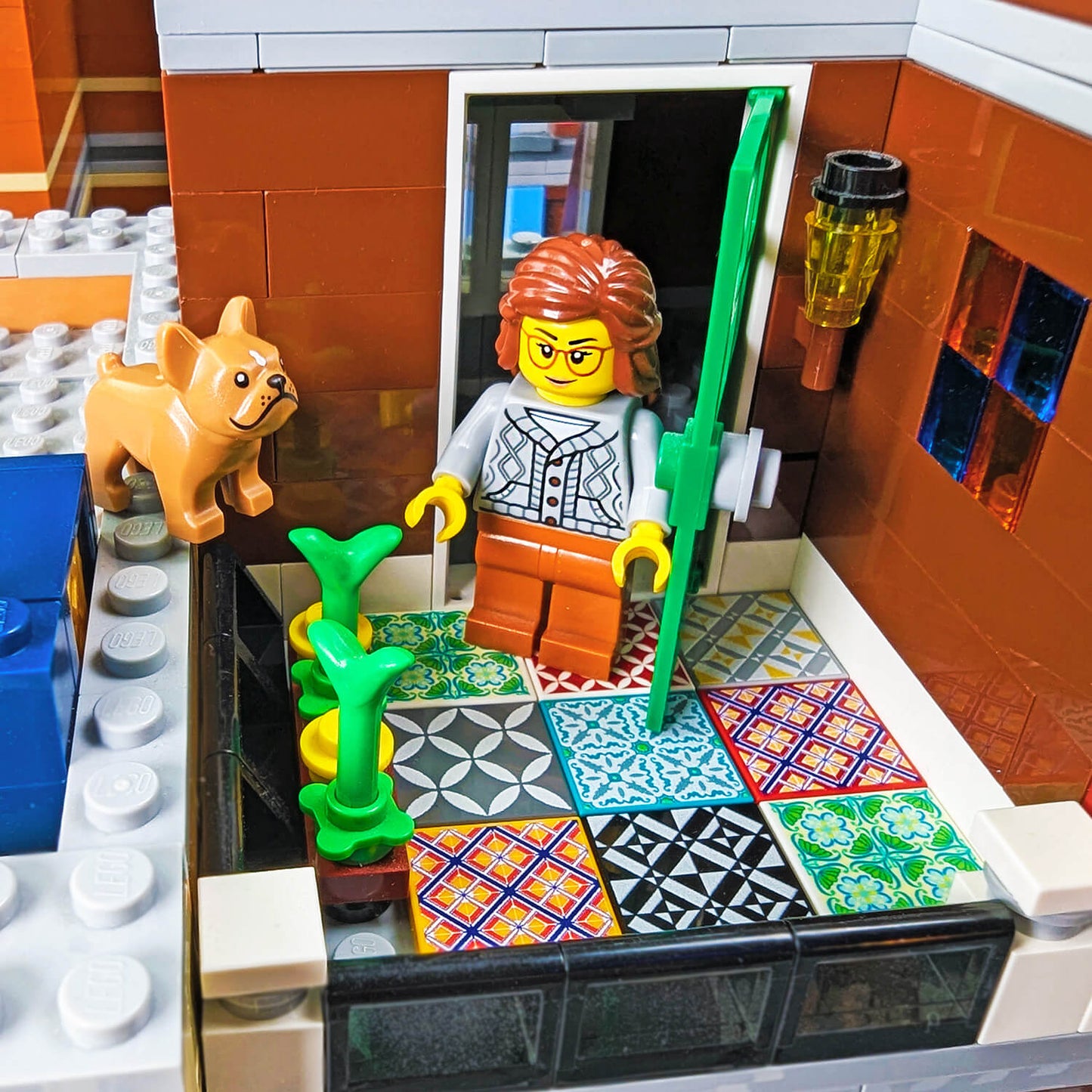 Yellow Floral Spanish Tile for Floor & Wall - Custom Printed - Made Using LEGO® Parts
