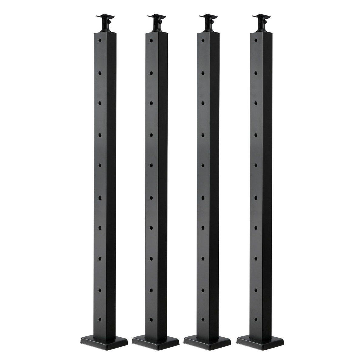 4-Pack Cable Railing Post, 36x1x2 In Horizontal-Hole Deck Railing Post with Pre-Drilled Holes, Stainless Steel Cable Rail Post with Horizontal and Curved Bracket, Black, 4JZLGZXHS914UUOI6001V0