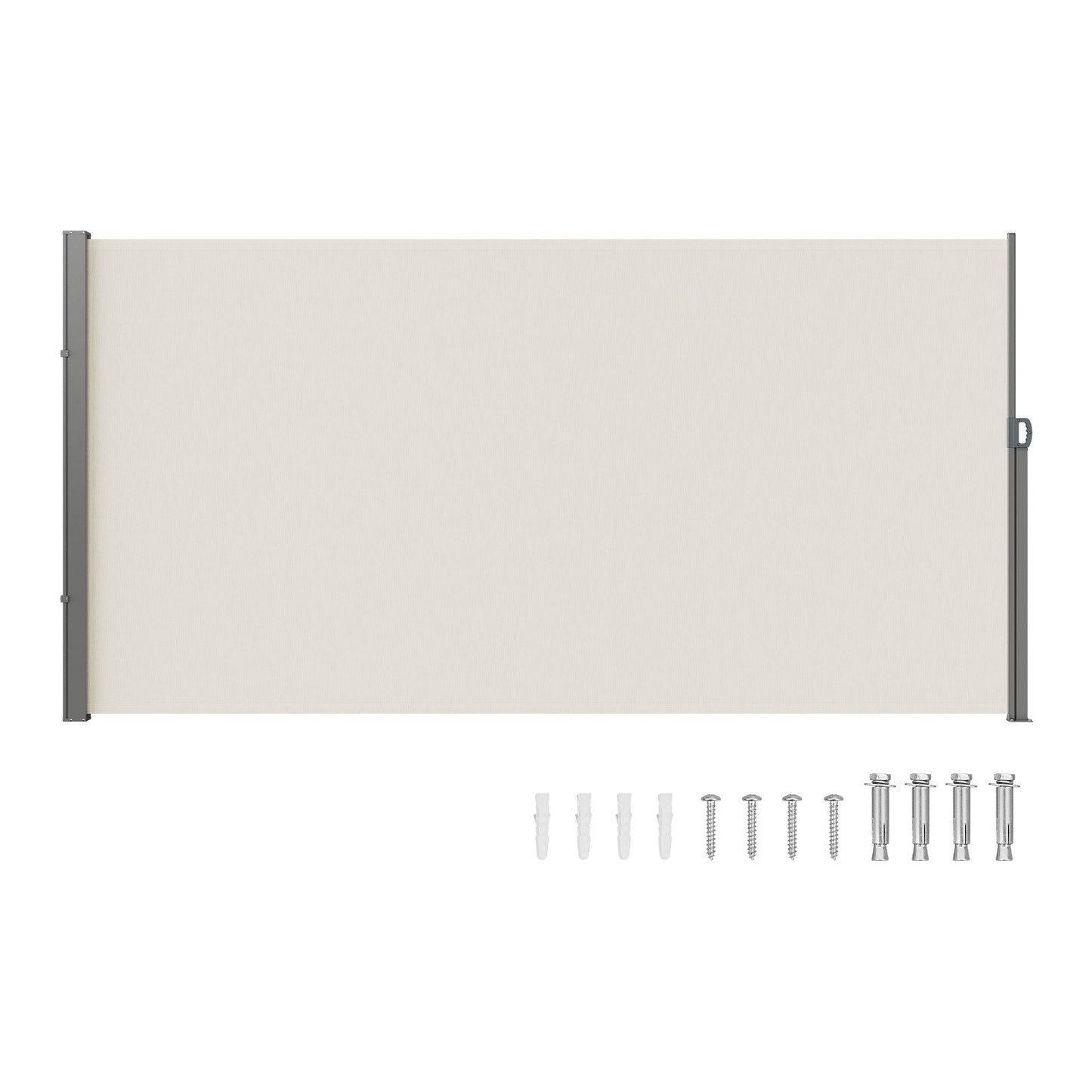 Retractable Side Awning, 71''x 138'' Outdoor Privacy Screen, 180g Polyester Water-proof Retractable Patio Screen, UV 30+ Room Divider Wind Screen for Patio, Backyard, Balcony, Beige