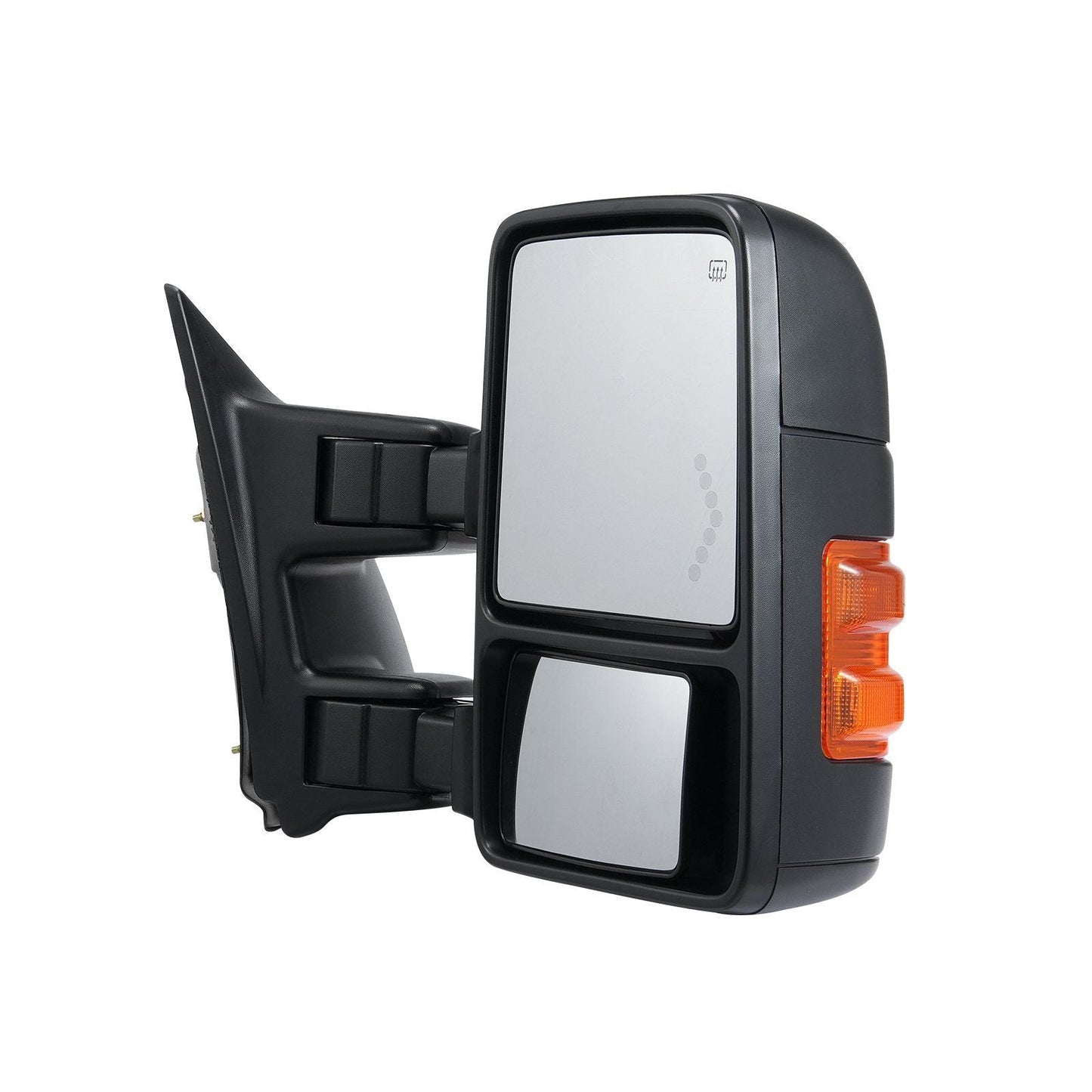 Towing Mirrors, Left & Right Pair Set for 1999-2007 Ford F250 F350 F450 F550, Power Heated with Signal Light, Plane & Convex Glass, Manual Controlling Telescoping Folding, Heating Defrost, Black