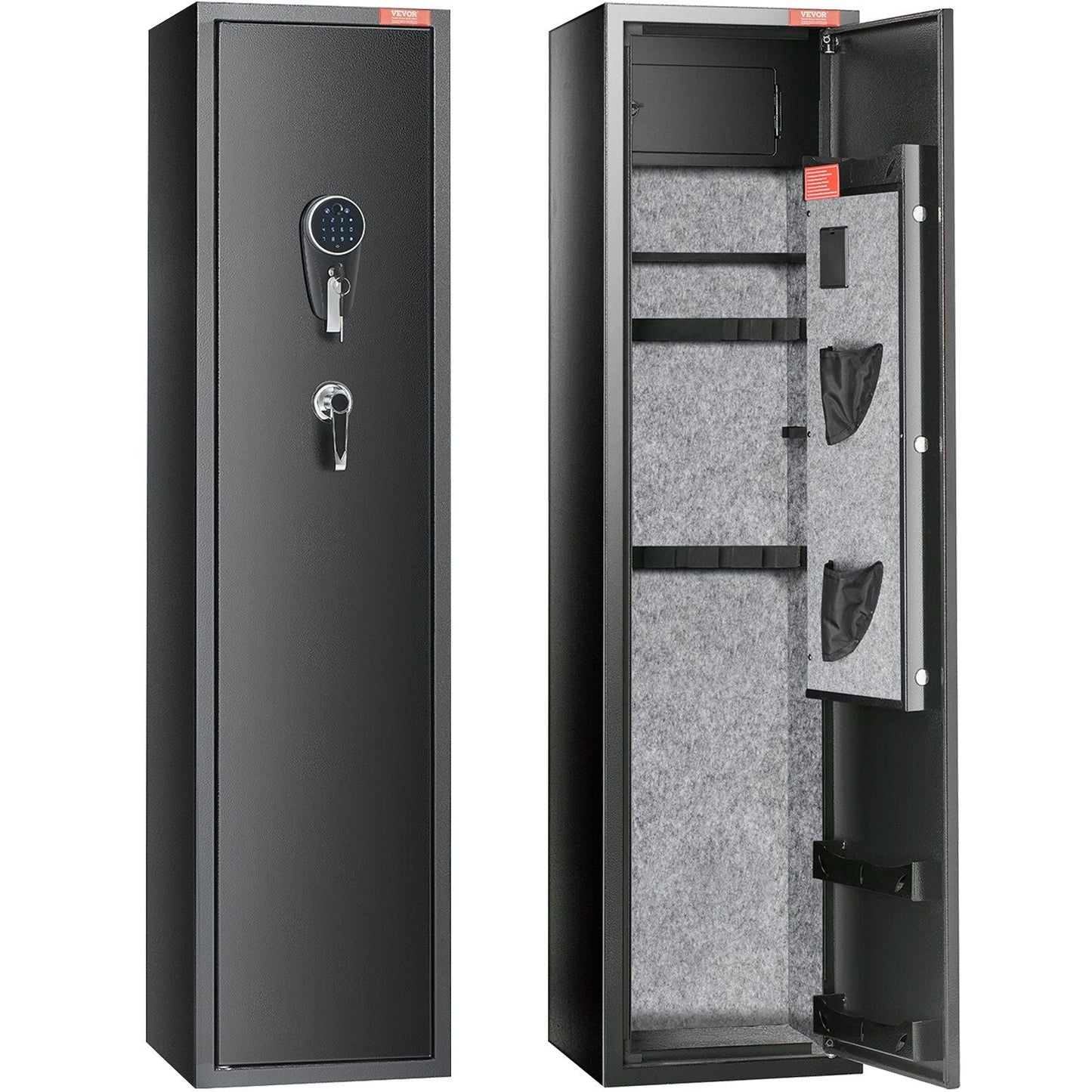 6 Rifles Gun Safe, Rifle Safe with Fingerprint & Digital Keypad Lock, Gun Storage Cabinet for Shotguns with Built-in Storage Locker, Removable Storage Shelf for Home Long Gun and Pistols