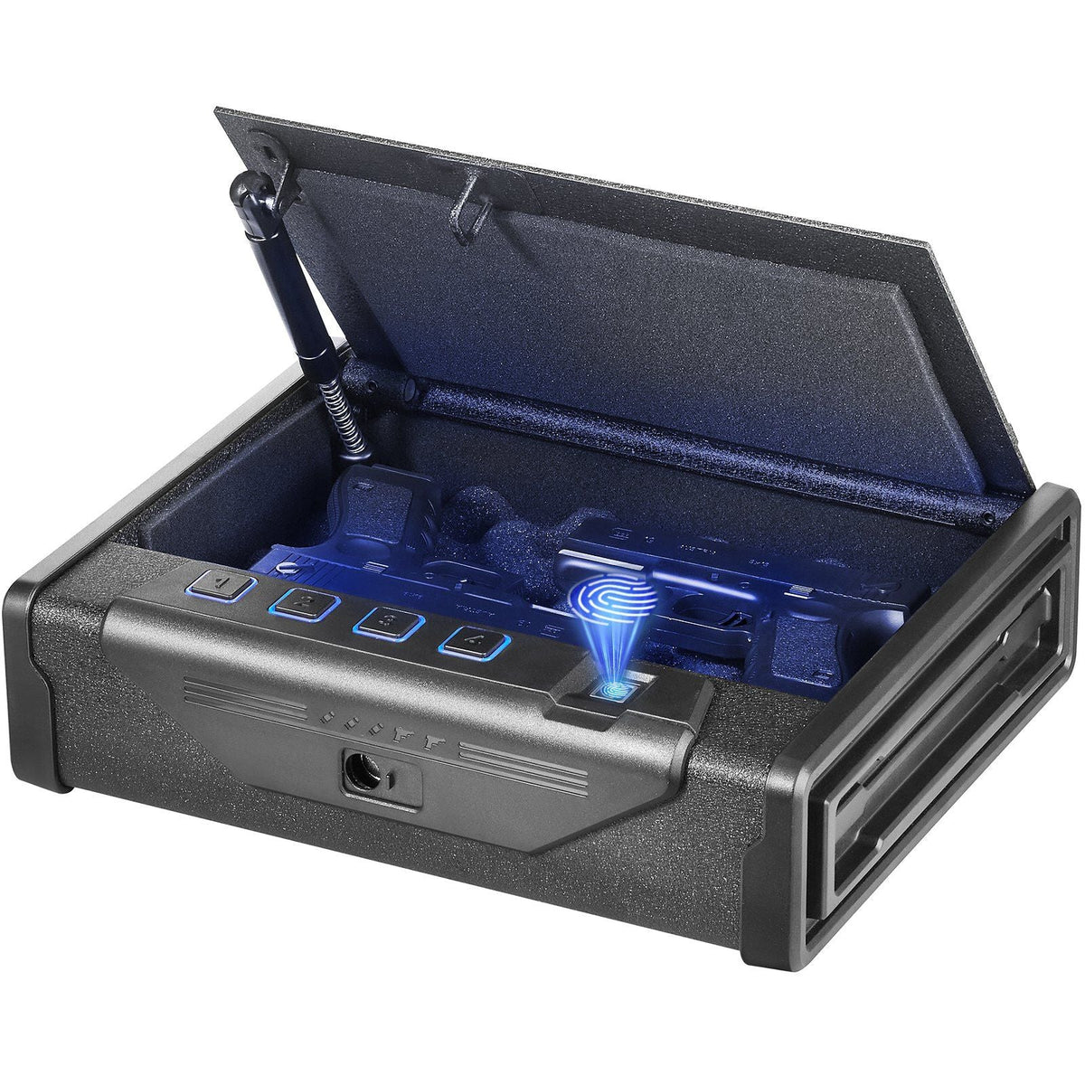 Gun Safe for Pistols, Biometric Gun Safe with Three Quick Access Ways of Fingerprints, Passwords and Keys, Handgun Safe for 2 Pistols for Home, Bedside, Nightstand, Car