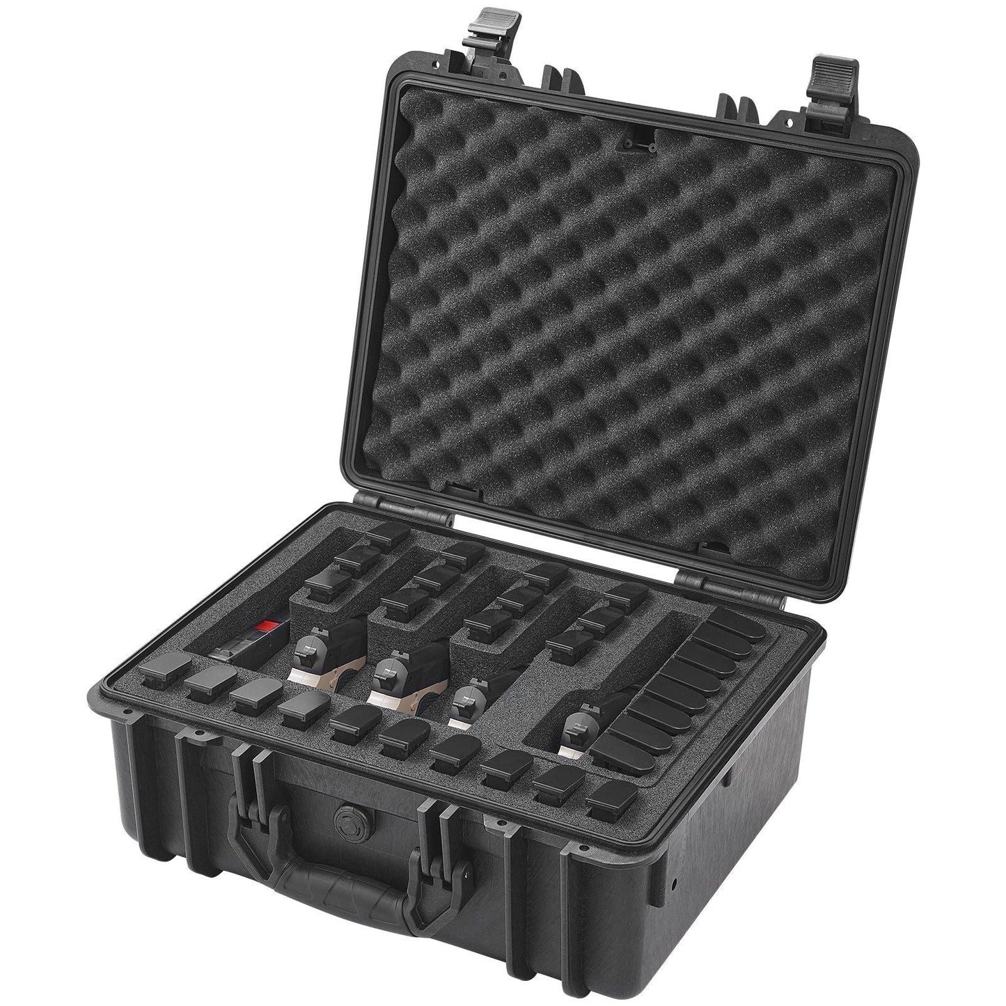 Hard Pistol Cases with Pre-cut PU Foam, Waterproof & Dustproof Hard Gun Case for 1 Pistol, 18.9×16.3×8.5 in Lockable Pistol Case, Black