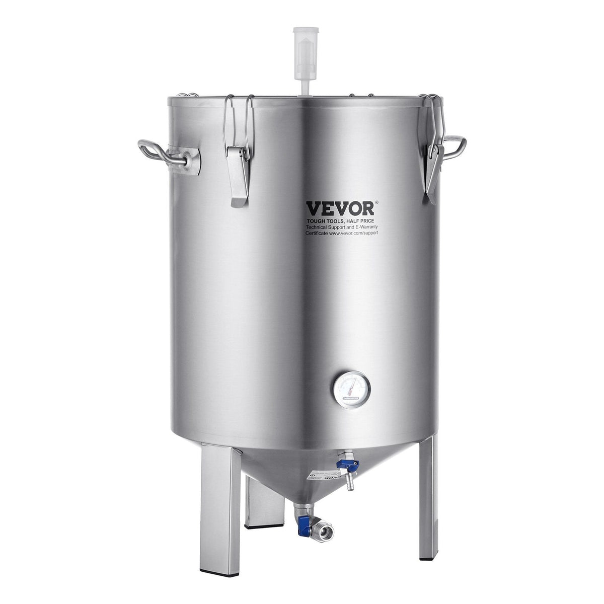 304 Stainless Steel Kettle, 16 GALLON Beer Brew Fermentor, Brew Bucket Fermentor for Brewing, Home Brewing Supplies with Base, Kettle Stock Pot Includes Lid, Handle, Valve, Spigot, Thermometer