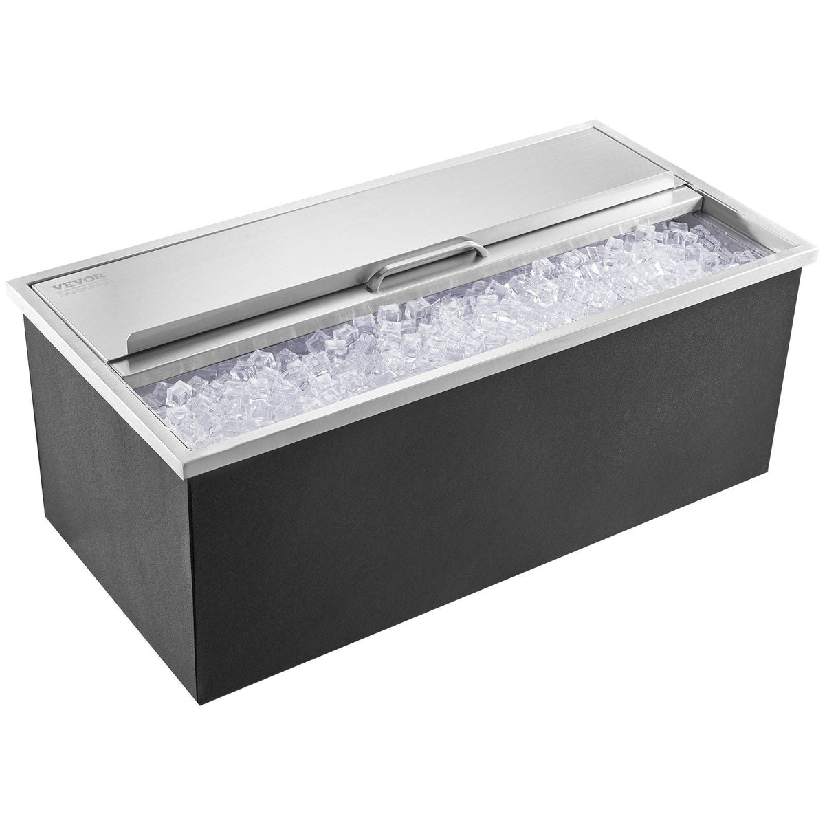 Drop in Ice Chest, 36"L x 18"W x 14"H Stainless Steel Ice Cooler, Commercial Ice Bin with Sliding Cover, 40.9 qt Outdoor Kitchen Ice Bar, Drain-pipe and Drain Plug Included, for Cold Wine Beer