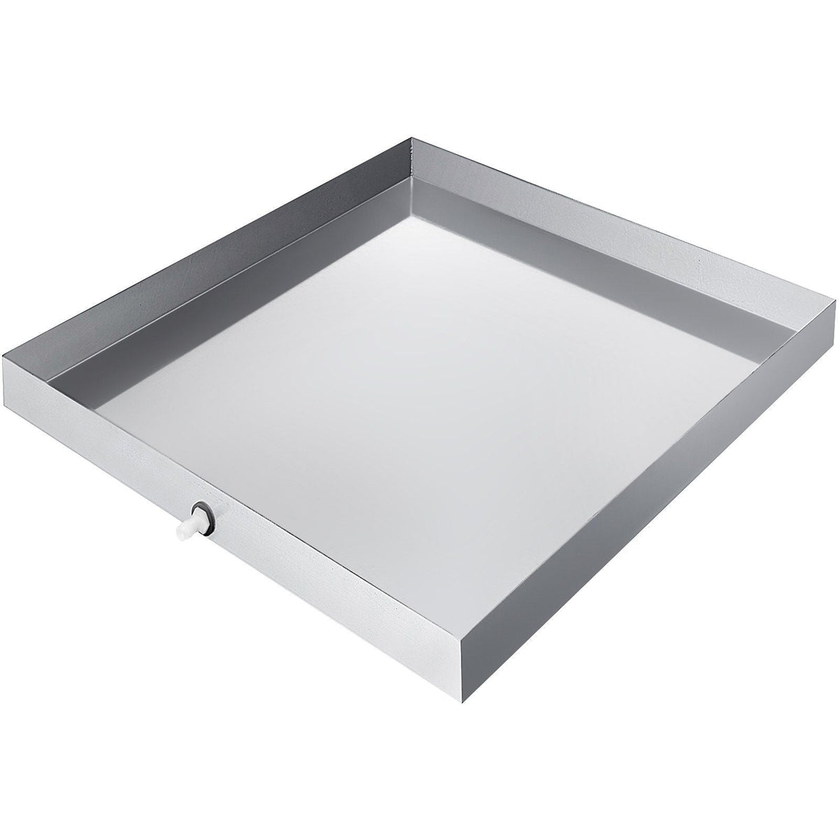 27 x 25 x 2.5 Inch Washing Machine Pan 304 Stainless Steel Washing Machine Drain Pan 18 GA Thickness Heavy Duty Compact Washer Drip Tray with Drain Hole & Hose Adapter