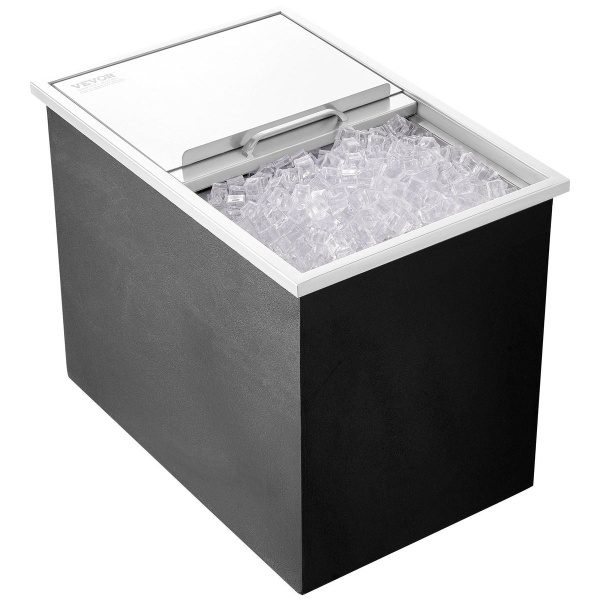 Drop in Ice Chest, 27"L x 18"W x 21"H Stainless Steel Ice Cooler, Commercial Ice Bin with Sliding Cover, 40.9 qt Outdoor Kitchen Ice Bar, Drain-pipe and Drain Plug Included, for Cold Wine Beer