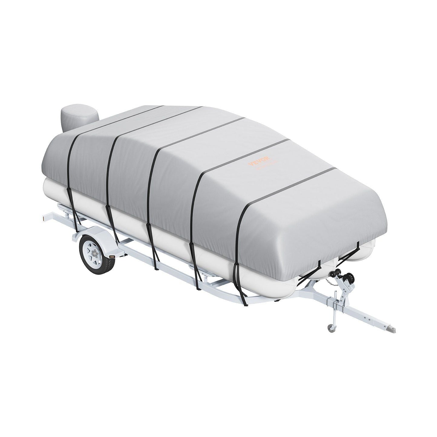 Pontoon Boat Cover, 23'-24' Waterproof Trailerable Pontoon Cover, 800D Marine Grade PU Oxford Fabric, with Motor Cover, 16 Windproof Buckle Straps, Fits for 23'-24'L, Beam Width to 102", Grey
