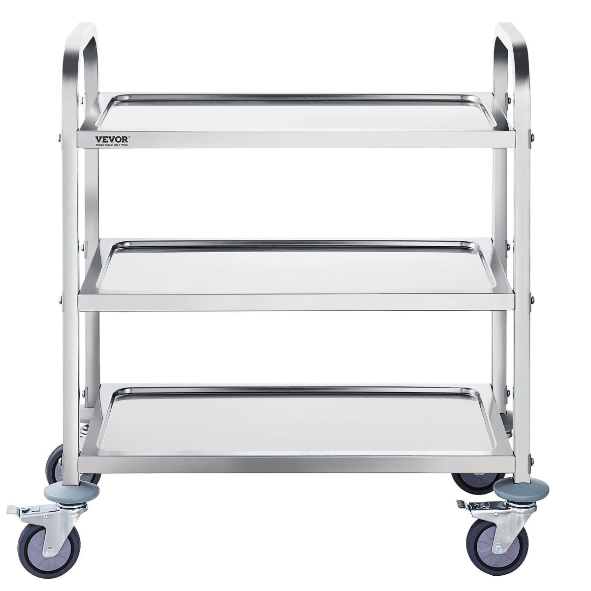 Stainless Steel Cart, 3 Layers Lab Utility Cart 400 lbs Weight Capacity, Medical Cart with Lockable Universal Wheels, for Lab, Clinic, Kitchen, Salon
