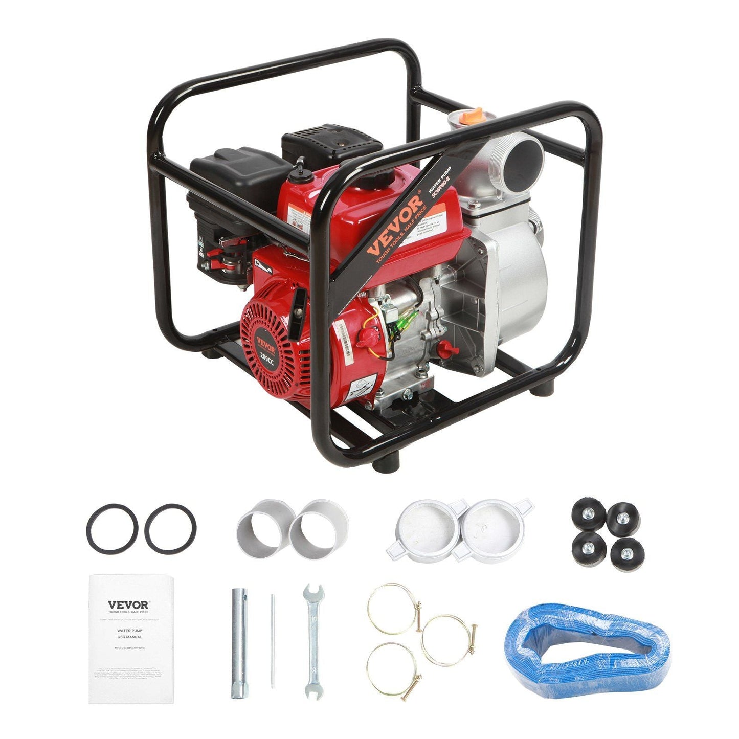 Gasoline Engine Water Pump, 3-inch, 7HP 265 GPM, 142ft Lift, 22ft Suction, 4-Stroke Gas Powered Trash Water Transfer Pump Portable High Pressure with 25ft Hose for Irrigation Pool, EPA Certified