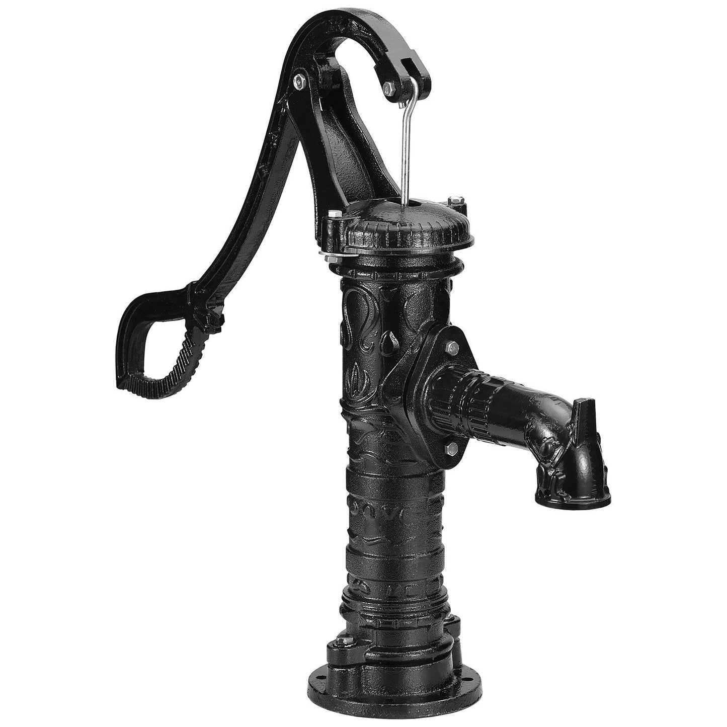 Antique Hand Water Pump 14.6 x 5.9 x 25.6 inch Pitcher Pump w/Handle Cast Iron Well Pump w/ Pre-set 0.5" Holes for Easy Installation Old Fashion Pitcher Hand Pump for Yard Ponds Garden Black