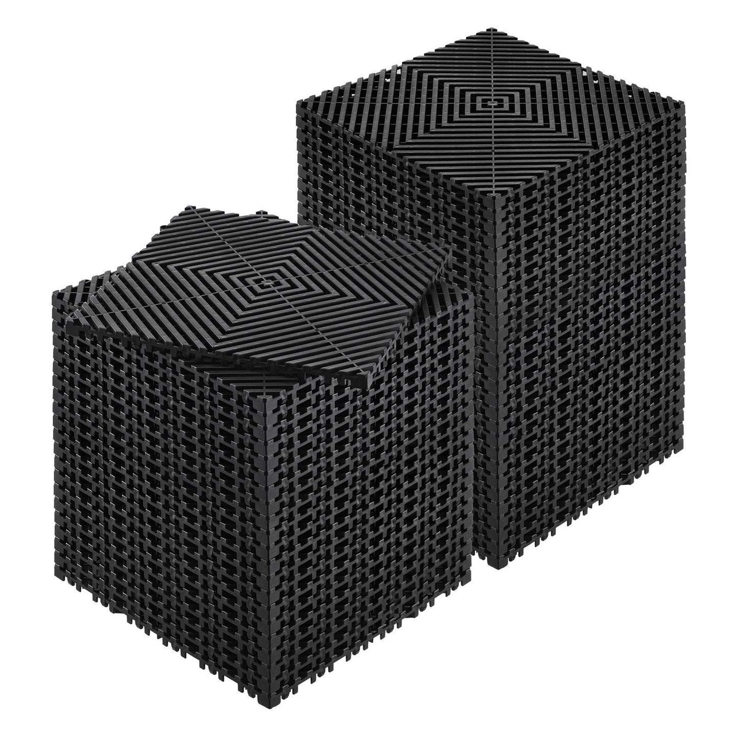 Interlocking Drainage Mat, 12'x12' Modular Cushion Durable PP Material, 50 Pcs Splicing Drainage Mats, Non-Slip Drainage Floor Tile and Shower Mat, for Garage, Garden, Kitchen & Outdoor, Black