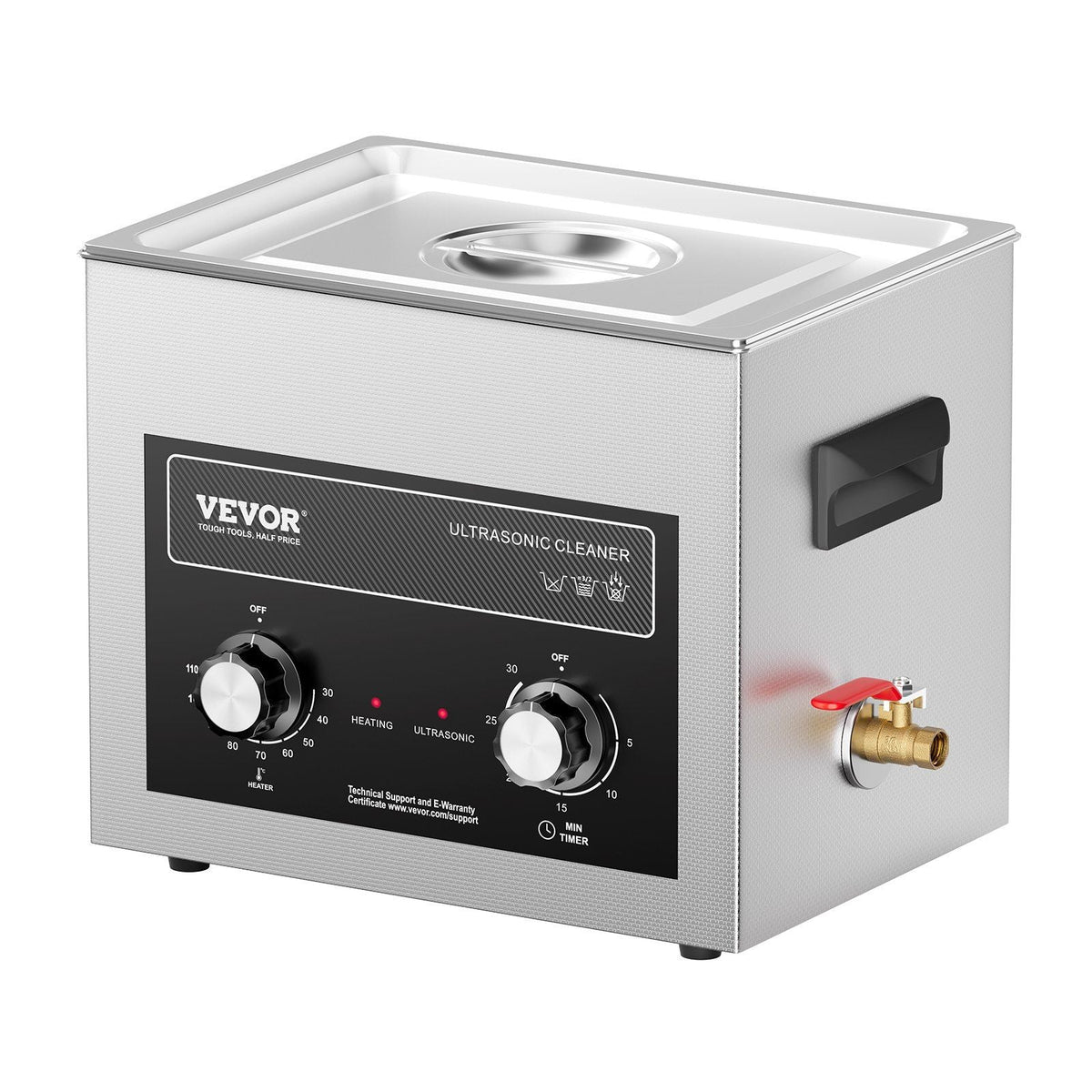 Ultrasonic Cleaner with Heater and Timer, Digital Sonic Cavitation Machine, 240W 10L Stainless Steel Jewelry Cleaner for Professional Tool Watch Glasses Retainer Denture Coin Cleaning