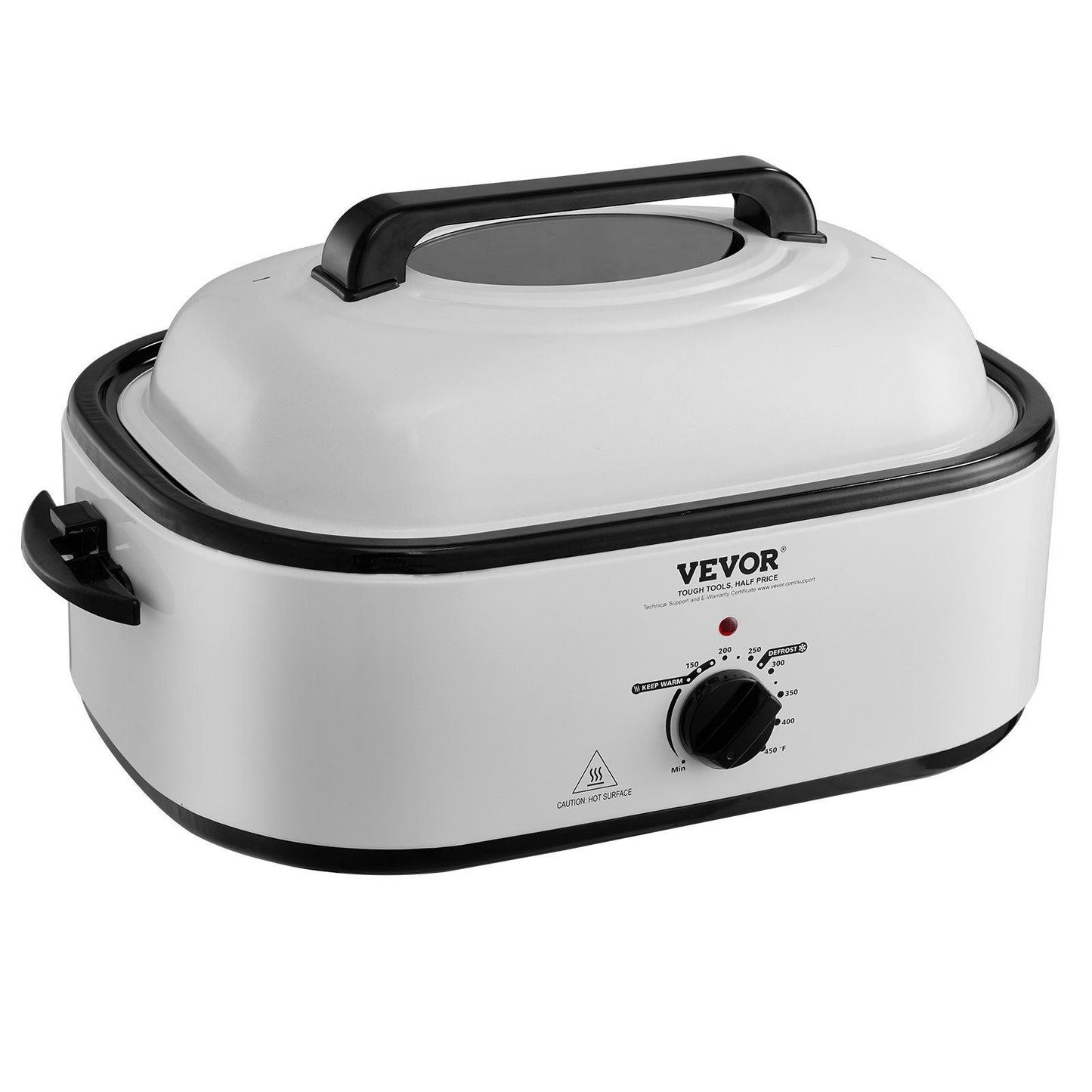 Electric Roaster Oven, 22 QT Turkey Roaster Oven with Self-Basting Lid, 1450W Roaster Oven with Defrost & Warm Function, Adjustable Temp, Removable Pan & Rack, Fits Turkeys Up to 26LBS, White
