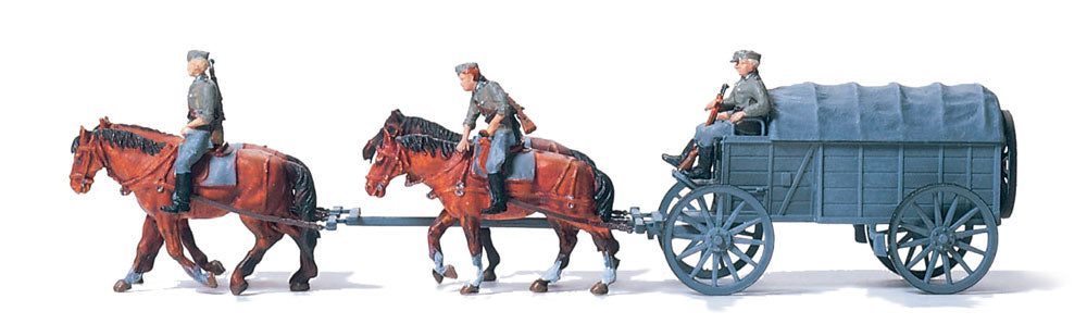 Preiser 16512 HO Scale German WWII Supply Wagon Plastic Kit