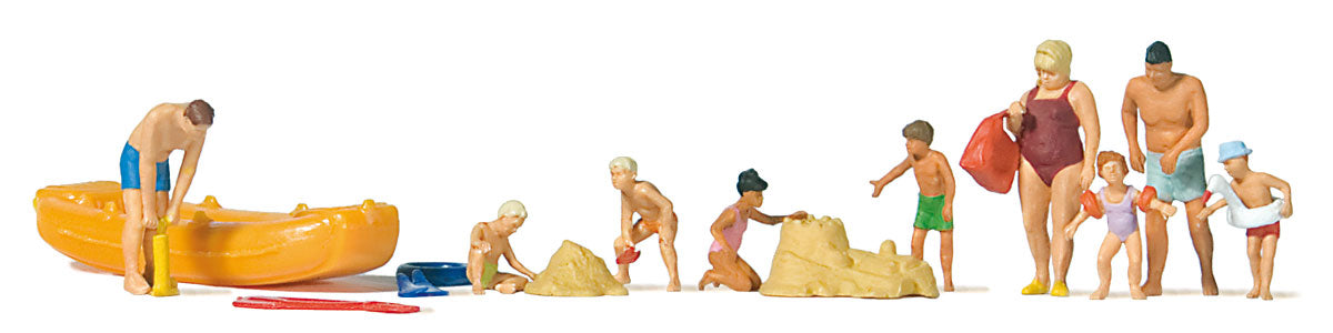 Preiser 10692 HO Scale Leisure Time at the Lake Figure Set pkg(9)