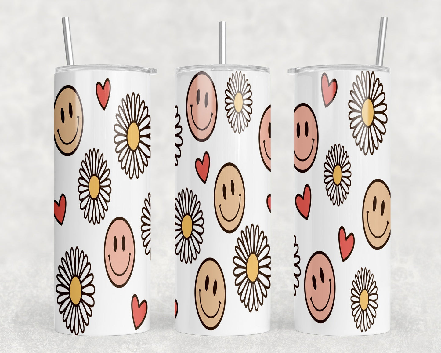 Daisy Smile - 20 oz Steel Skinny Tumbler - Optional Blue Tooth Speaker - Speaker Color will Vary by Rowdy Ridge Co
