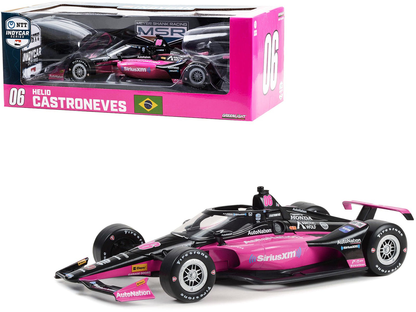 Dallara IndyCar #06 Helio Castroneves "AutoNation - SiriusXM" Meyer Shank Racing "NTT IndyCar Series" (2023) 1/18 Diecast Model Car by Greenlight free shipping USA
