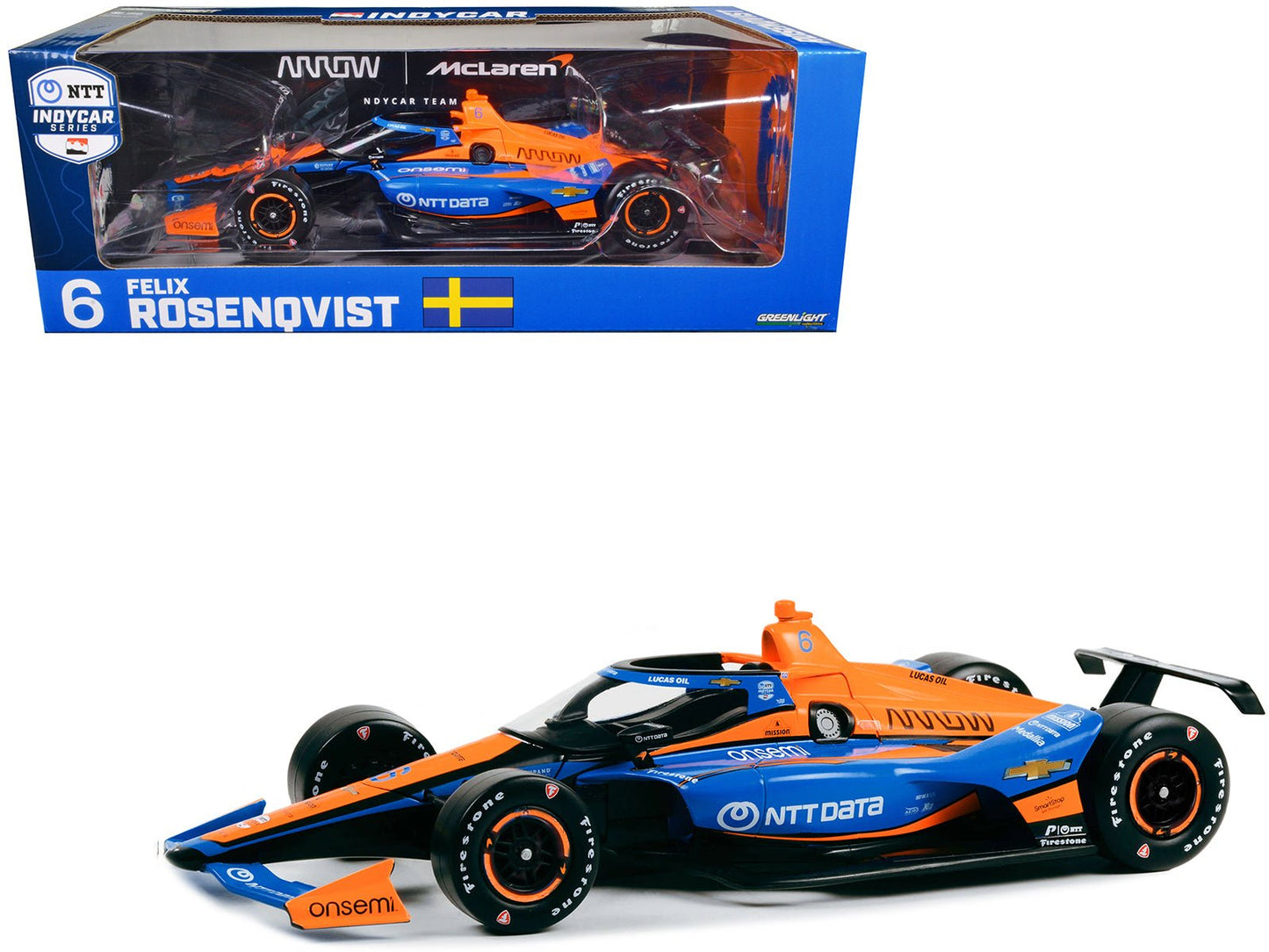 Dallara IndyCar #6 Felix Rosenqvist "NTT DATA" Arrow McLaren "NTT IndyCar Series" (2023) 1/18 Diecast Model Car by Greenlight free shipping USA