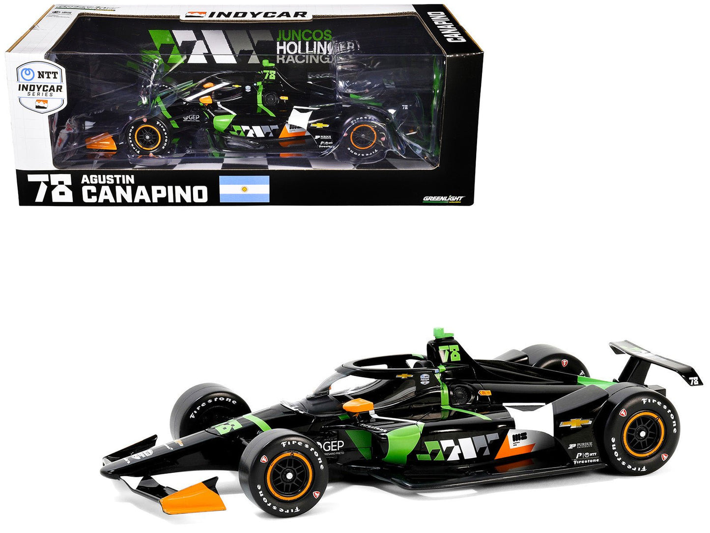 Dallara IndyCar #78 Agustin Canapino "JHR" Juncos Hollinger Racing "NTT IndyCar Series" (2024) 1/18 Diecast Model Car by Greenlight free shipping USA
