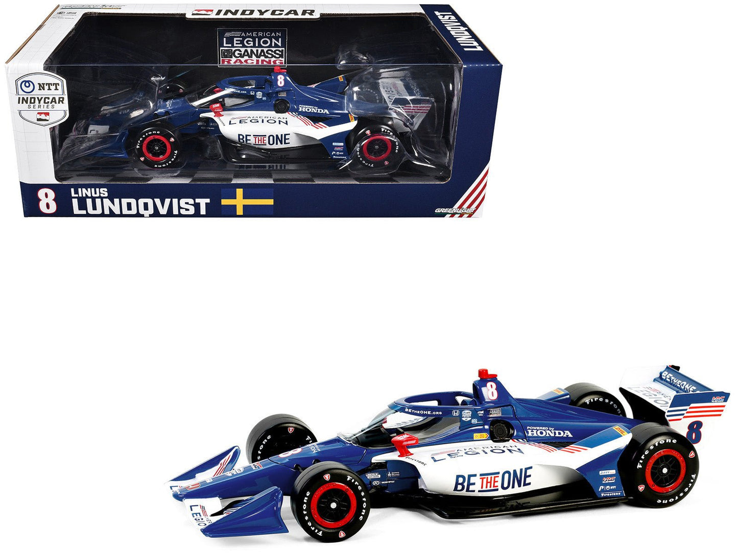 Dallara IndyCar #8 Linus Lundqvist "The American Legion" Chip Ganassi Racing (Road Course Configuration) "NTT IndyCar Series" (2024) 1/18 Diecast Model Car by Greenlight free shipping USA