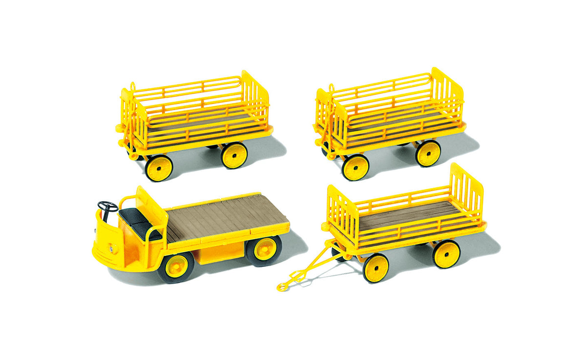 Preiser 17121 HO Scale Electric Flatbed & 3 Trailers Kit