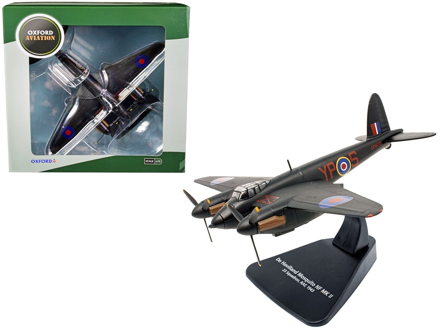 De Havilland Mosquito NF MK II War Plane 23 Squadron RAF (1943) "Oxford Aviation" Series 1/72 Diecast Model Airplane by Oxford Diecast free shipping USA