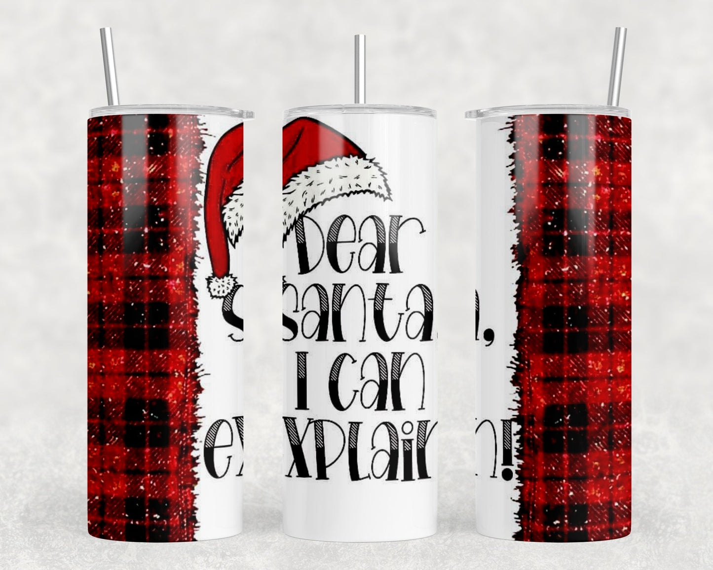 Dear Santa - 20 oz Steel Skinny Tumbler - Optional Blue Tooth Speaker - Speaker Color will Vary by Rowdy Ridge Co