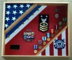 Official Flag Plus Medals and Award Display Case
