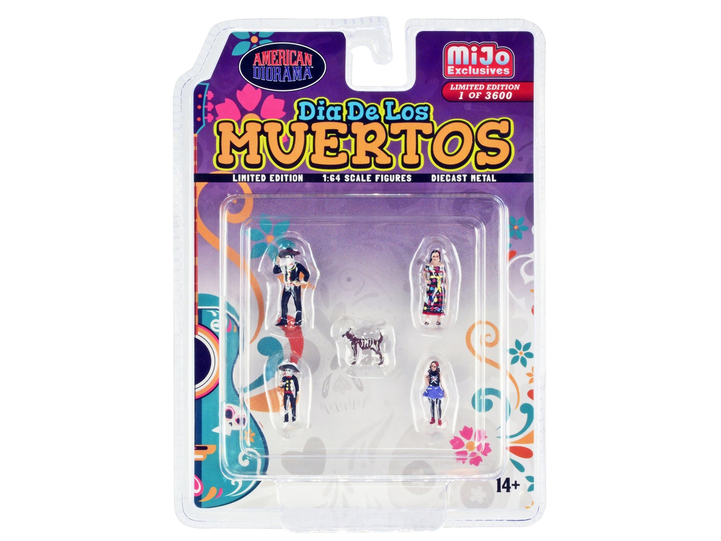 "Dia de los Muertos" 5 piece Diecast Set (2 Adults 2 Children 1 Dog Figures) Limited Edition to 3600 pieces Worldwide for 1/64 Scale Models by American Diorama free shipping USA