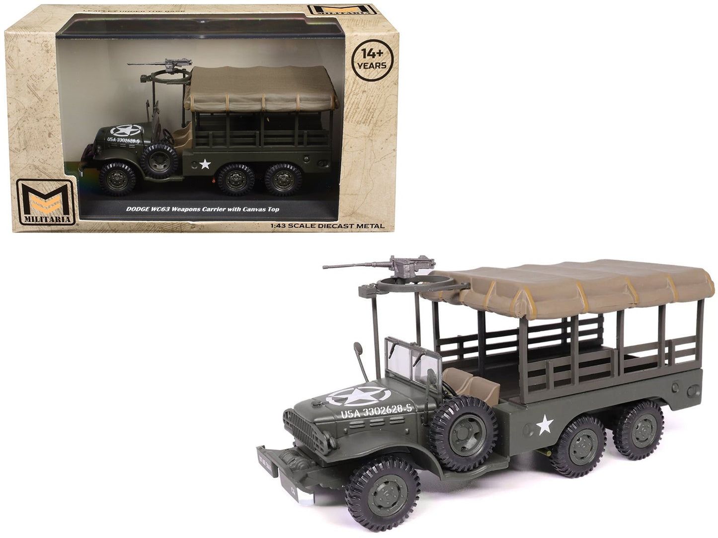 Dodge WC63 Weapons Carrier with Canvas Top Olive Drab "United States Army" 1/43 Diecast Model by Militaria Die Cast free shipping USA