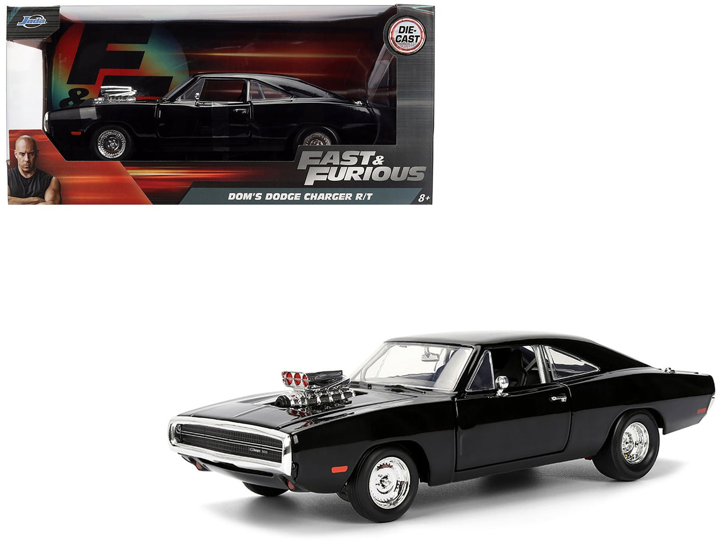 Dom's 1970 Dodge Charger R/T Black "F9" (2021) Movie "Fast & Furious" Series 1/24 Diecast Model Car by Jada free shipping USA