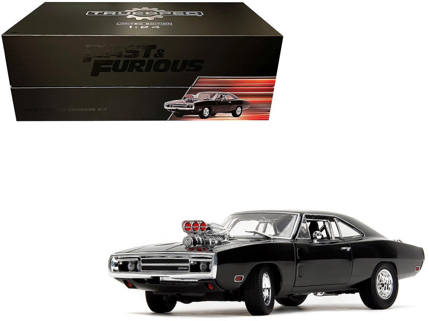 Dom's Dodge Charger R/T Black "Fast & Furious" (2009) Movie "TrueSpec" Series 1/24 Diecast Model Car by Jada free shipping USA