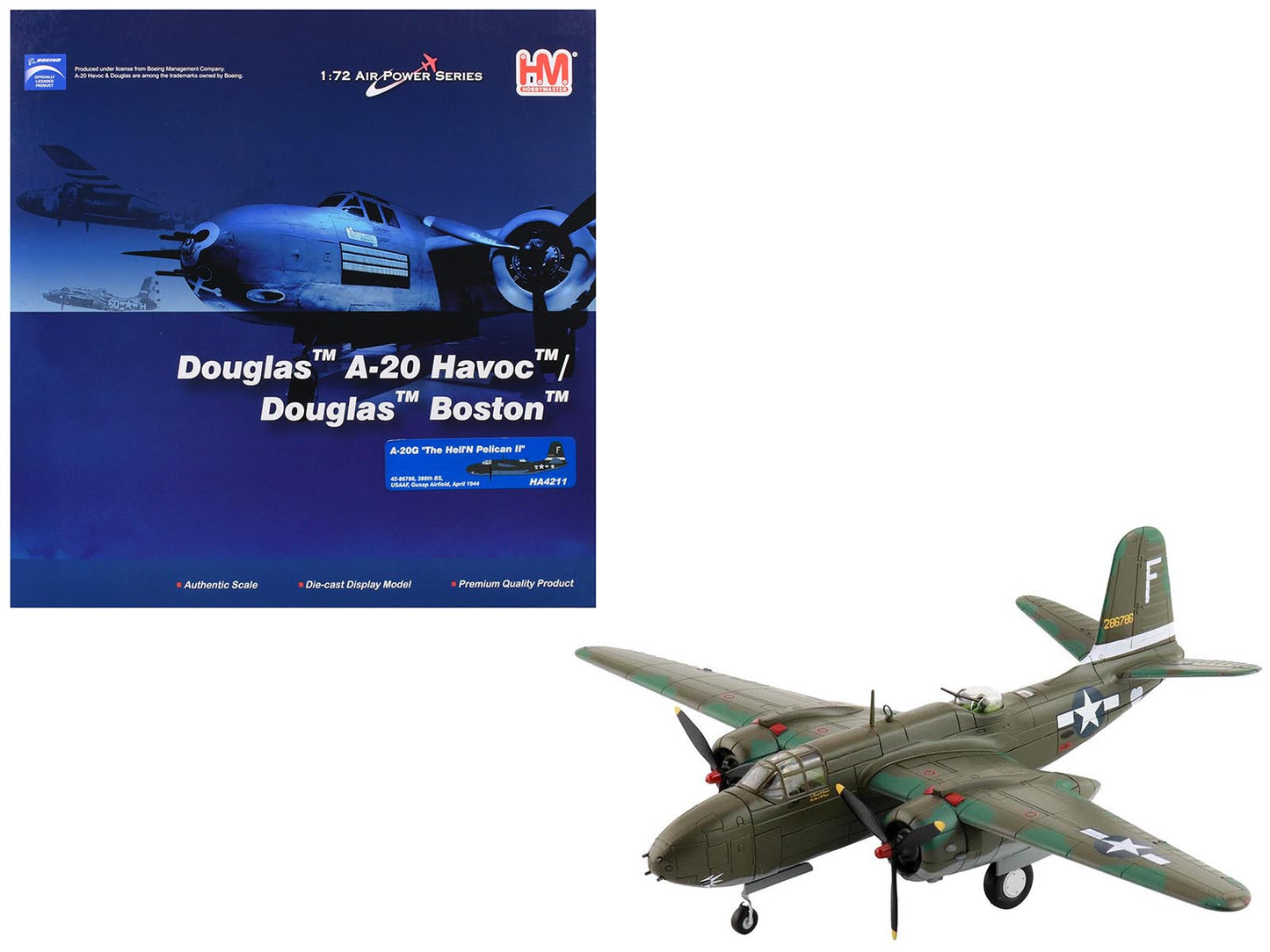 Douglas A-20G Havoc Aircraft "42-86786 Hell'N Pelican II 388th Bomb Squadron Gusap Airfield" (1944) United States Army Air Forces "Air Power Series" 1/72 Diecast Model by Hobby Master free shipping USA