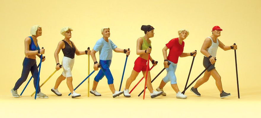 Preiser 10575 HO Scale Nordic Walkers Figure Set