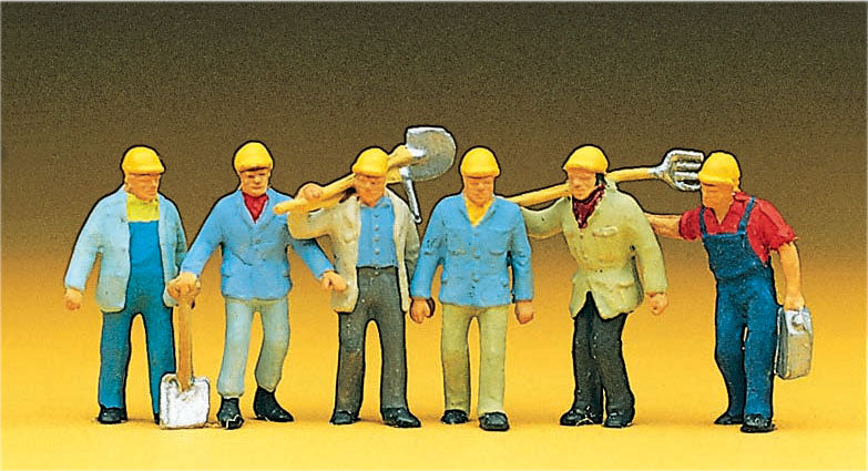 Preiser 10033 HO Scale Track Gang with Tools Figures (6)
