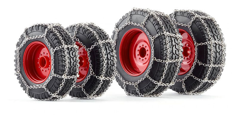 Wiking 077391 1/32 Wheel Set with Chains, Fendt 828 Tractor