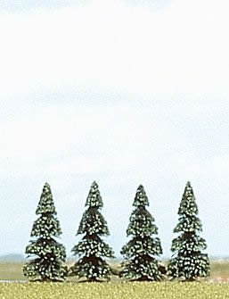 Busch 6100 A Scale Pine Trees -- 2-3/16" 5.5cm pkg(4)
